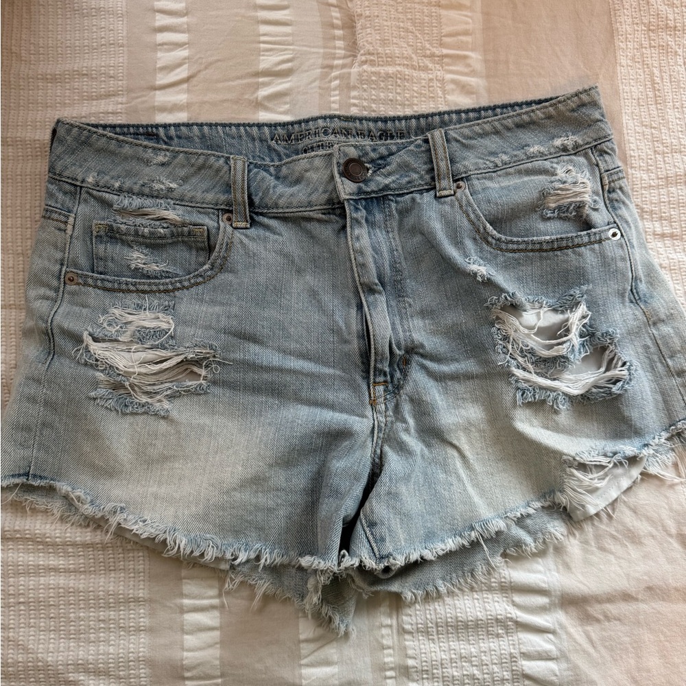 American Eagle Outfitters Light Blue Distressed Denim Shorts